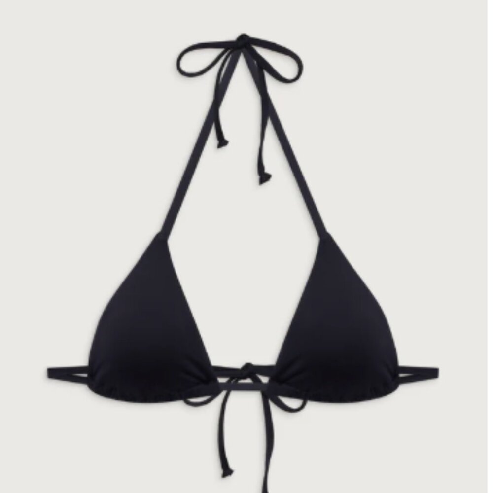 Frankies BIkinis Nick String Triangle Bikini Top in Black